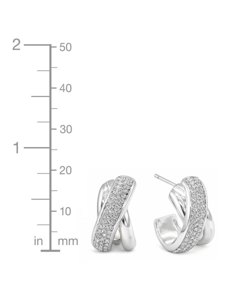 Clear Crystal X Center C Hoop Post Earrings
