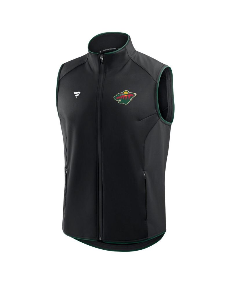 Men's Black Minnesota Wild Authentic Pro Rink Full-Zip Vest