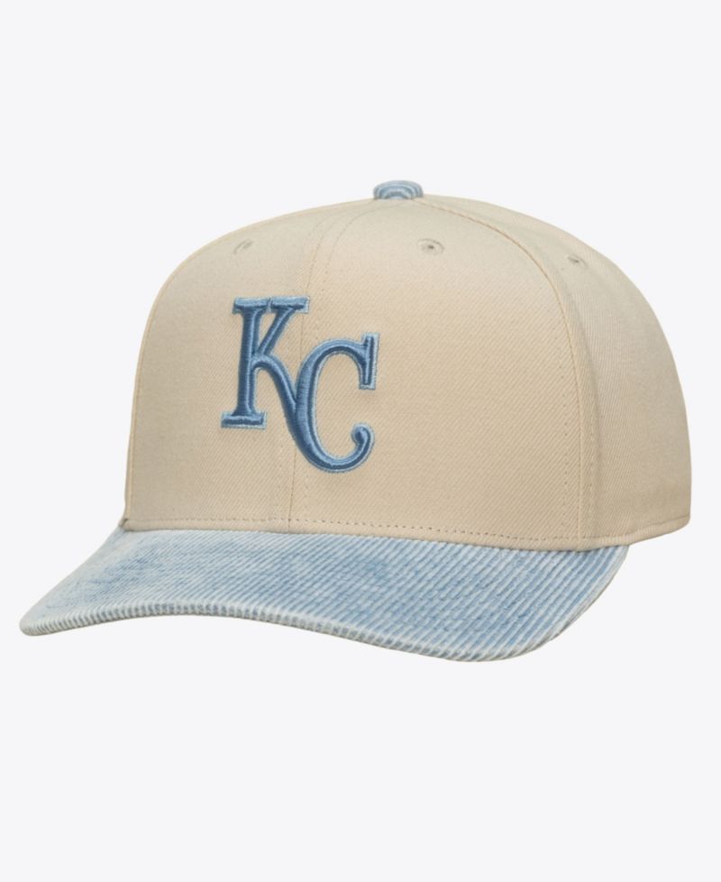 Men's Cream/Light Blue Kansas City Royals Washed Corduroy Pro Crown Snapback Hat