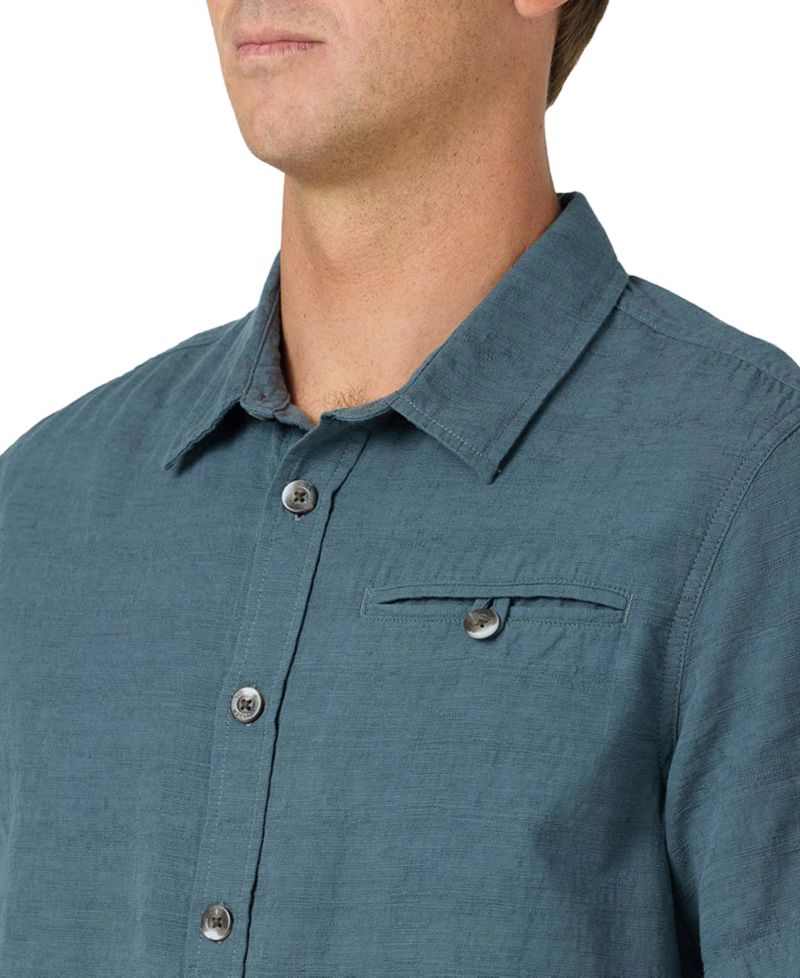 Men's Flat Hem Palm Embroidery Collared Shirt