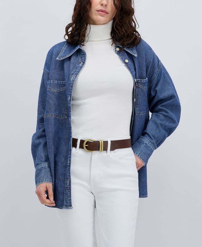 Women's Double Metal Loop Leather Belt
