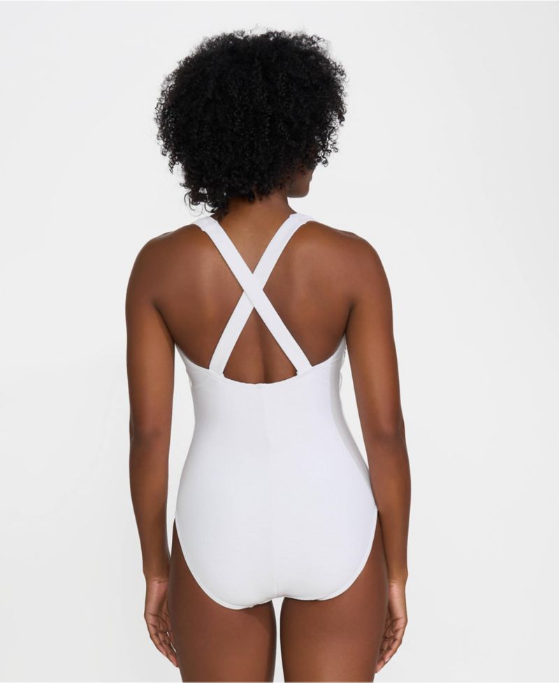 Women's Tugless Ribbed X-Back One Piece Swimsuit