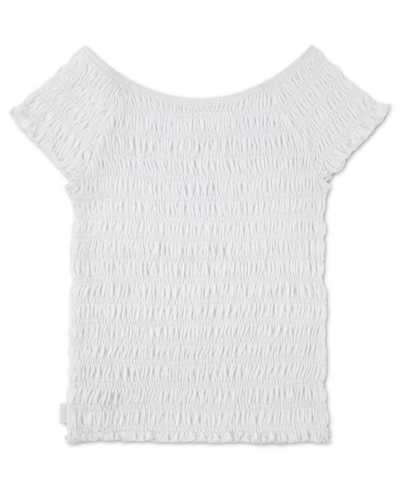 Girls' 5-16 Smocked Short-Sleeve Top