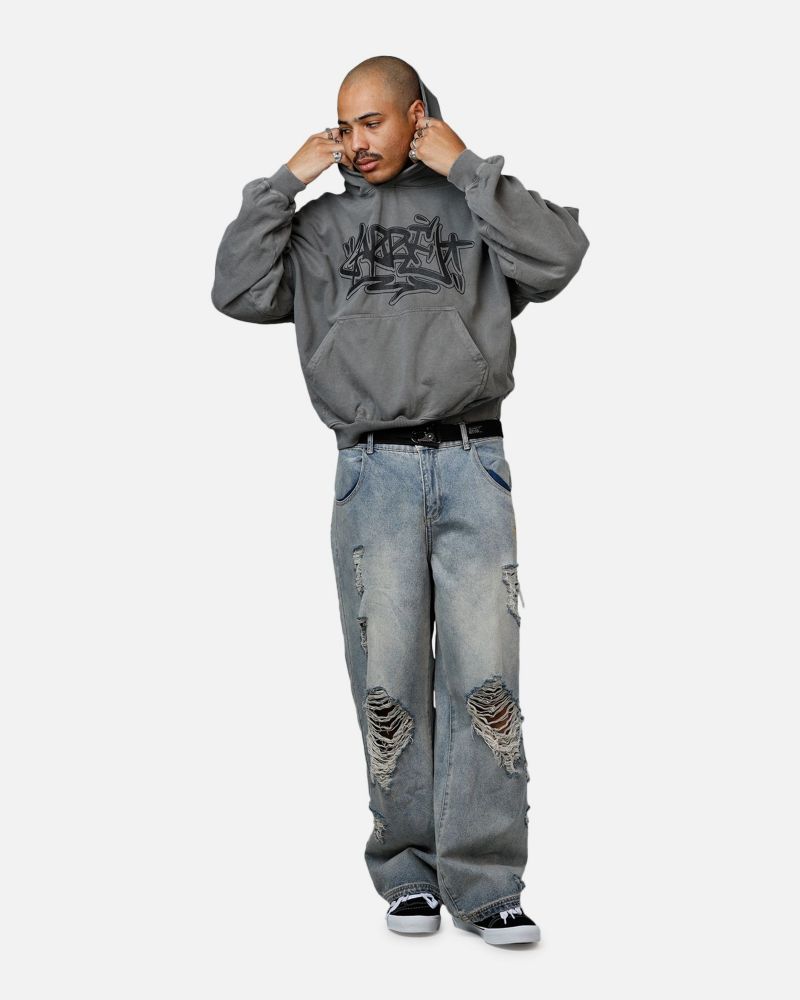 Men's Tagged Hoodie Sweatshirt - Washed Charcoal M