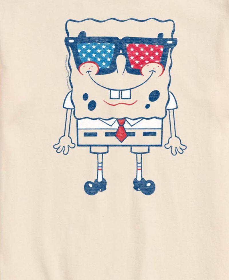 Men's SpongeBob SquarePants Flag Fill Sunglasses Short-Sleeve Graphic T-Shirt