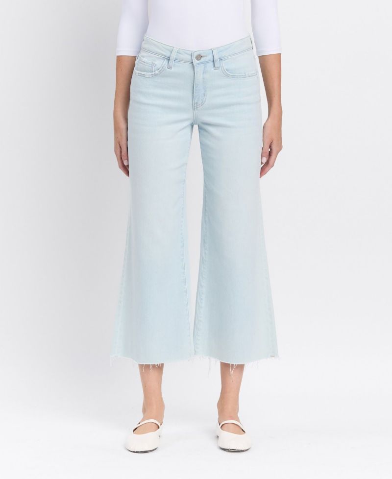 Women's High Rise Crop Wide Leg Jeans
