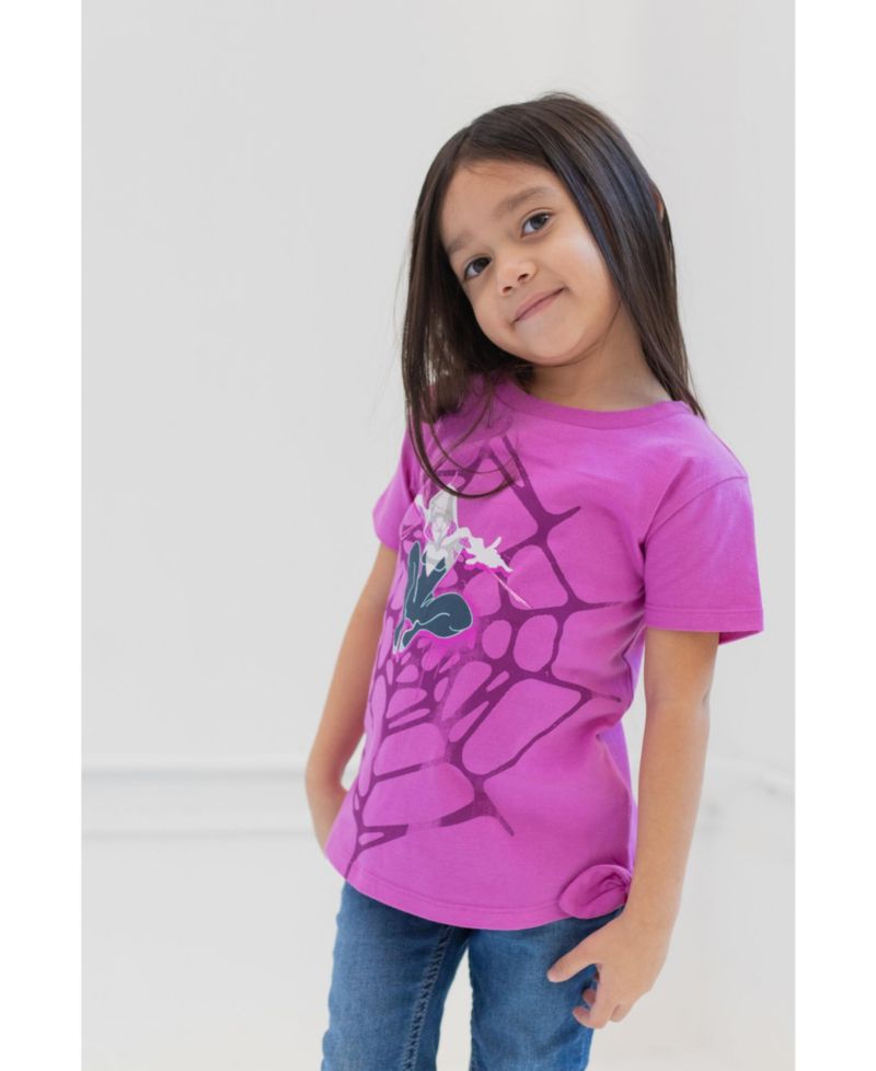 Little Girls Spider-Man Marvel Spider-Gwen Ghost Spider 3 Pack T-Shirts (5-12)