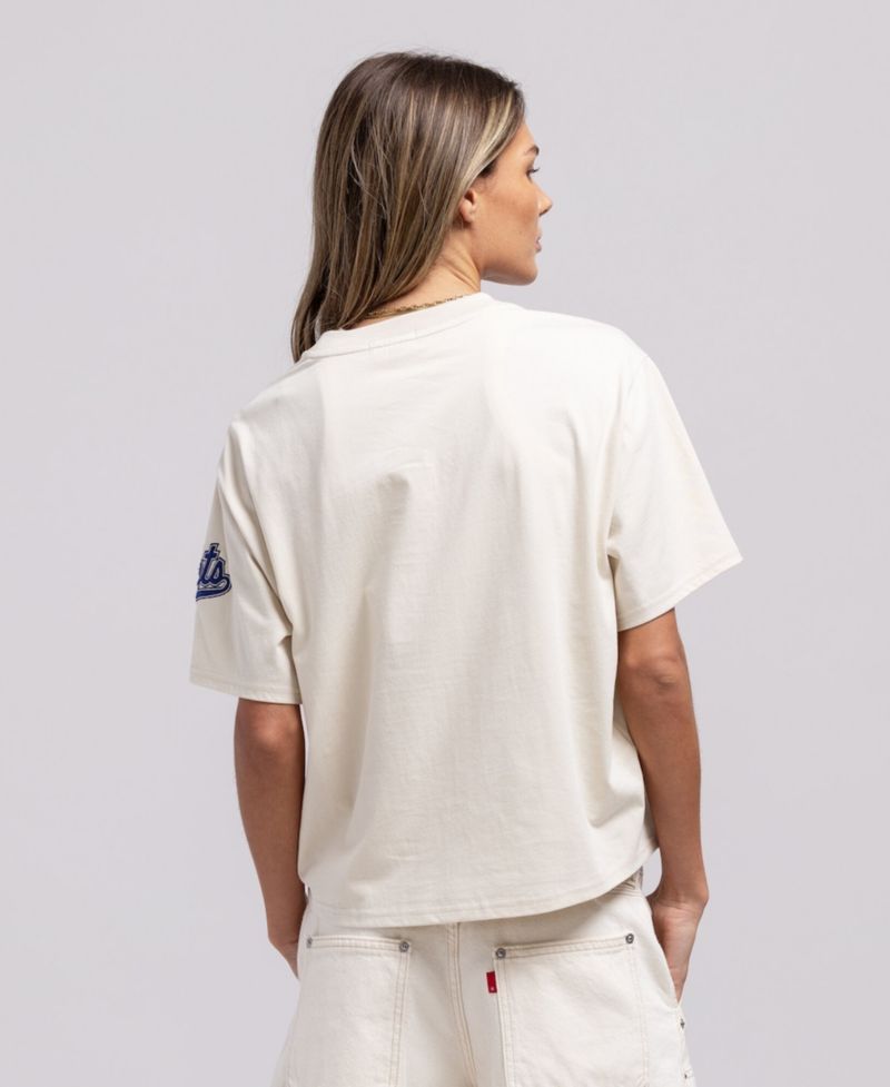 Women's Cream New York Mets Cooperstown Yacht Rock Boxy Cropped T-Shirt