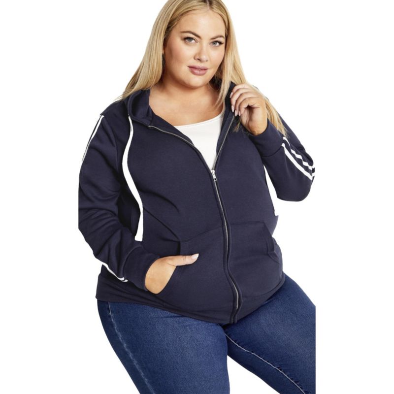 Women's Plus Size Side Stripe Zip Hoodie