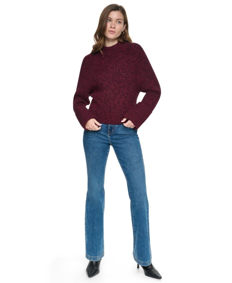 Women's Long-Sleeve Mock-Neck Raglan Sweater
