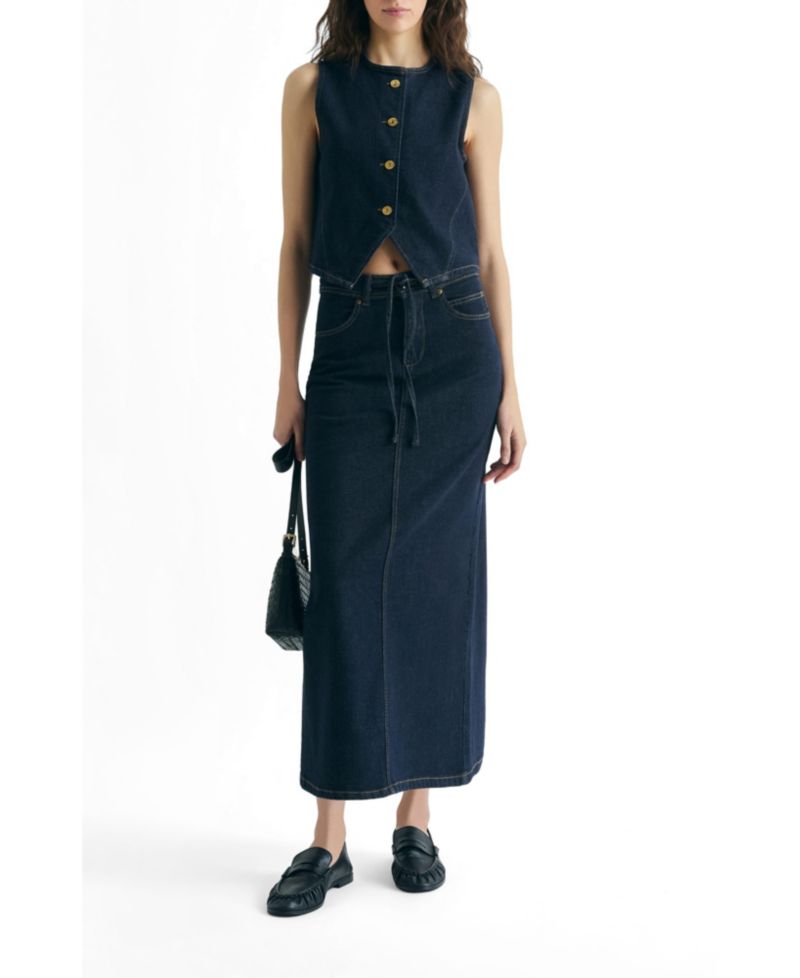 Women's Cropped Denim Vest