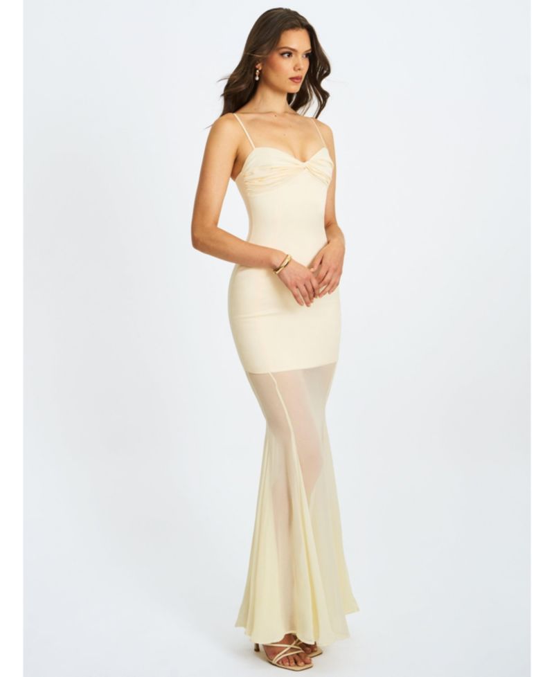 Women's Zayne Butter Yellow Ruch Breast Chiffon Mermaid Maxi Dress