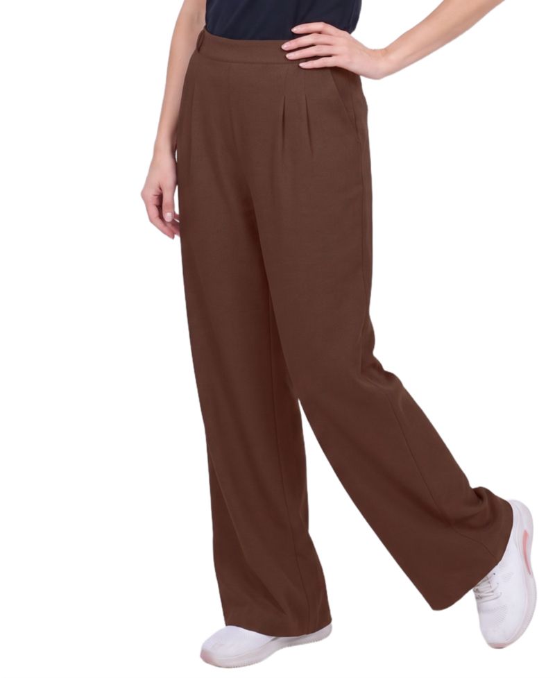 Petite Pleated Wide-Leg High-Rise Pants