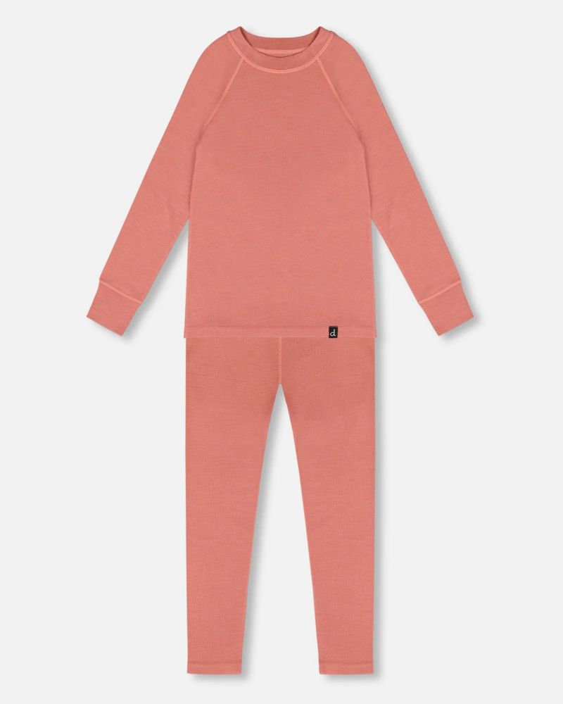 Girl Merino Wool Base Layer Set Dusty Pink - Toddler|Child