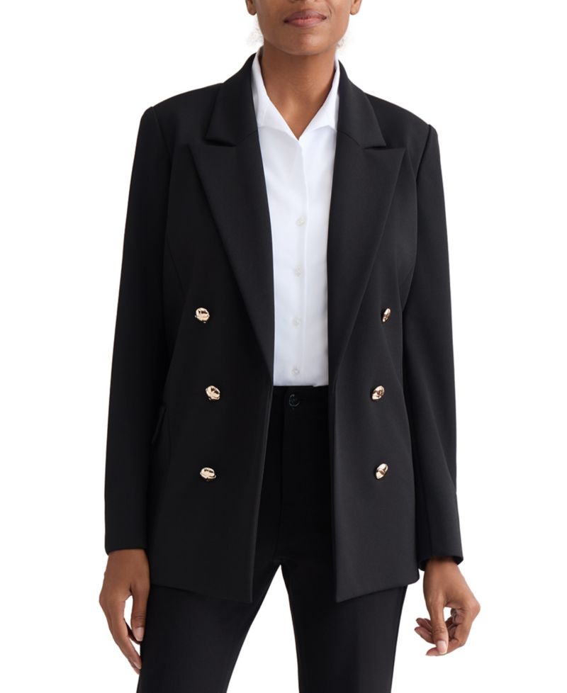 Women's Double-Breasted Open-Front Blazer