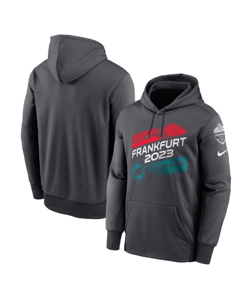 Men's Anthracite Kansas City Chiefs Vs. Miami Dolphins 2023 Frankfurt Game Pullover Hoodie