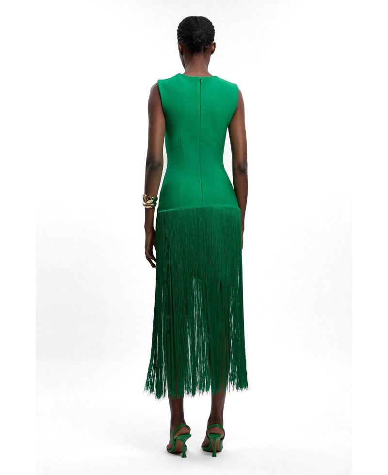 Women's Form Fit Bandage Tassel Hem Mini Dress