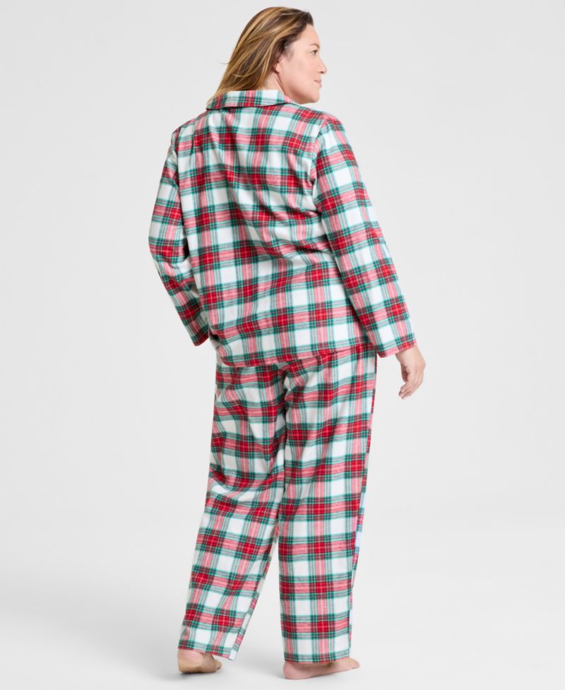 Plus Size Merry Plaid Notch Collar Matching Family Pajamas Set