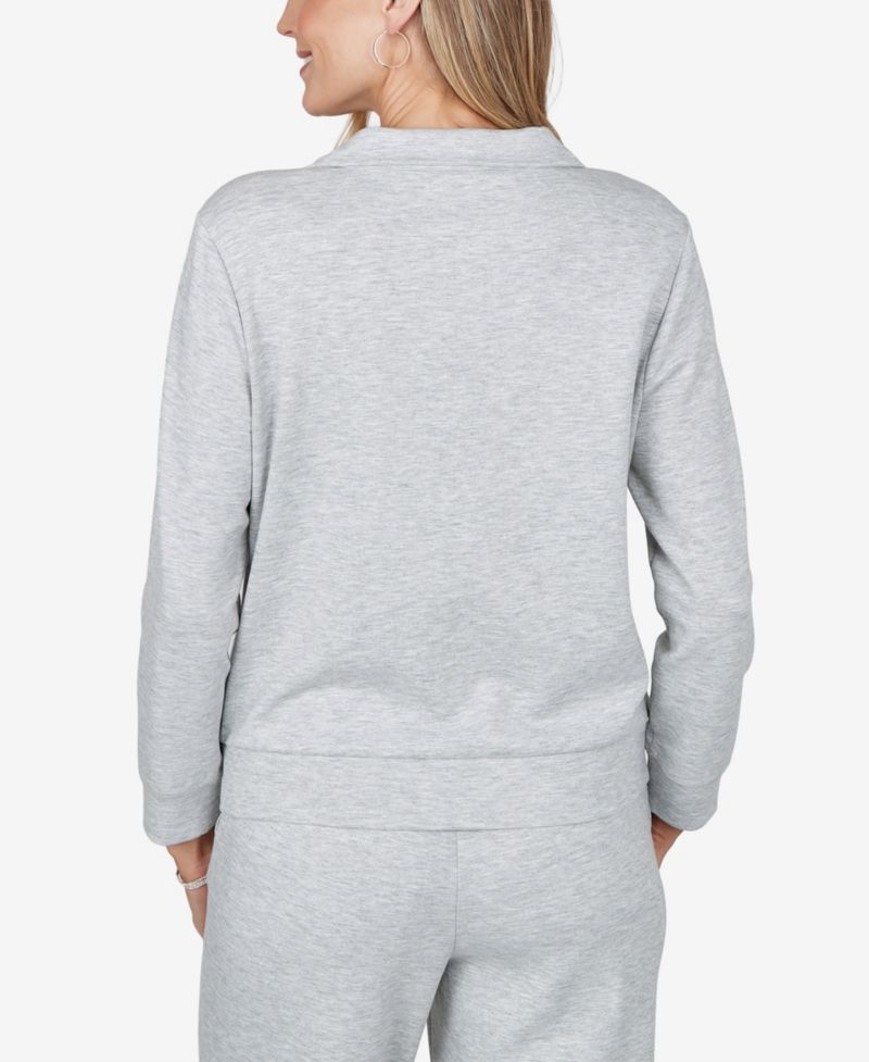 Petite Quarter-Zip Colorblock Long-Sleeve Pullover Sweater