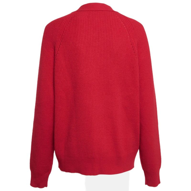 Women's Pre-Owned Zadig and Voltaire Red Rib Knit Lace-Up Kassy Lc Sweater