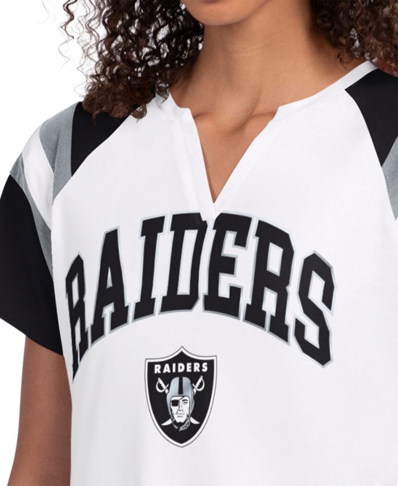 Women's White Las Vegas Raiders Game On Notch Neck T-Shirt