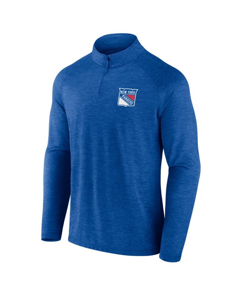 Men's Blue New York Rangers Head-to-Head Raglan Quarter-Zip Top