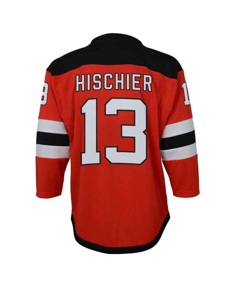 Big Boys and Girls Nico Hischier Red New Jersey Devils Captain Patch Home Replica Player Jersey