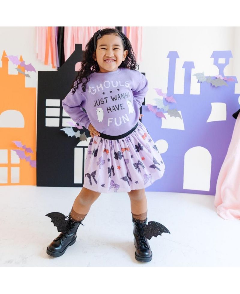 Little and Big Girls Spooky Bows Halloween Tutu Skirt