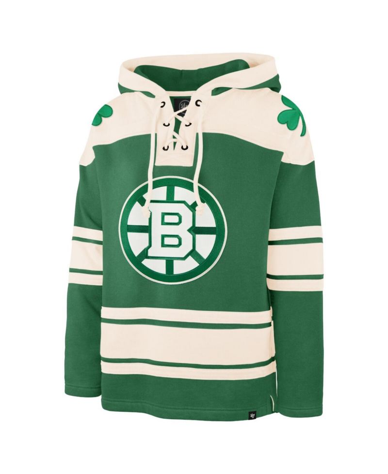 Men's Jeremy Swayman Kelly Green Boston Bruins St. Patrick's Day Player Name & Number Lacer Pullover Hoodie