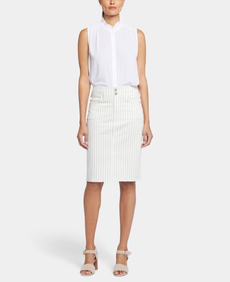 Petite High-Waist Button Closure Skirt