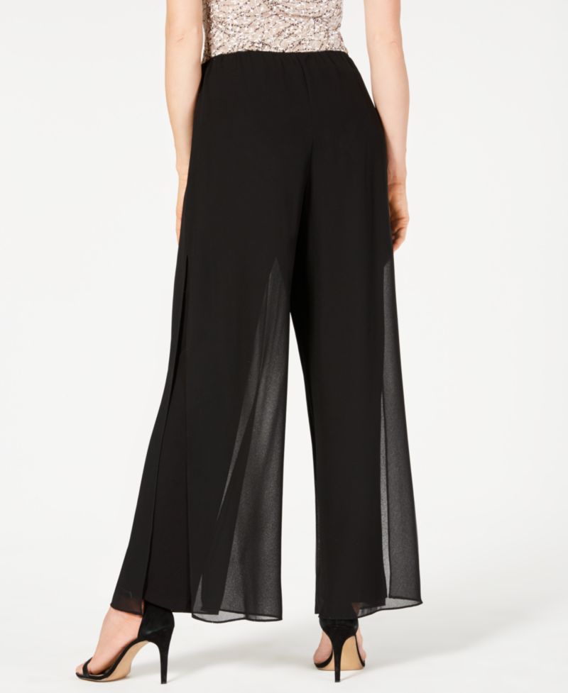 Petite Straight-Leg Overlay Pants