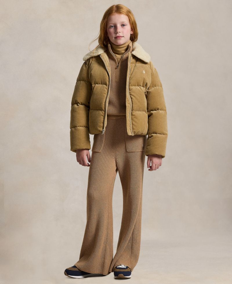 Girls' 7-16 Cotton Corduroy Down Jacket