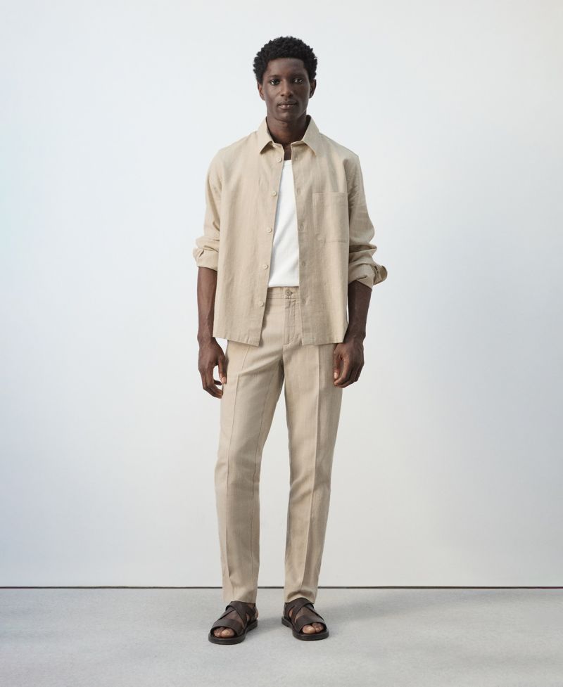 Men's Linen and Cotton Blend Striped Shirt
