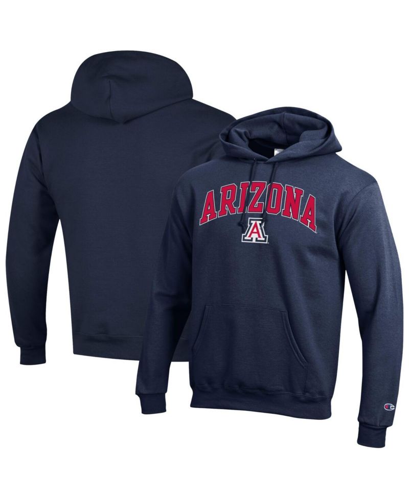 Men's Navy Arizona Wildcats Arched Logo Fleece Pullover Hoodie