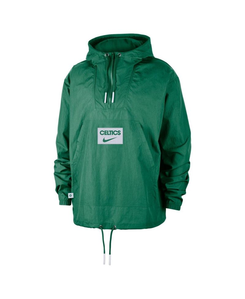 Men's Green Boston Celtics Courtside Premium Club Anorak Quarter-Zip Pullover Hoodie