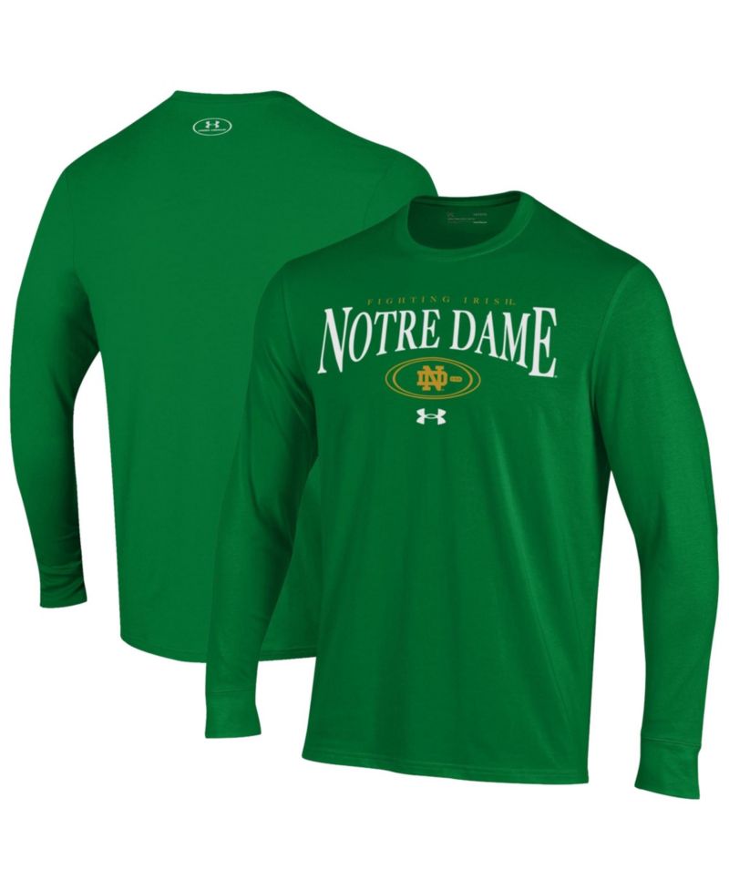 Men's Kelly Green Notre Dame Fighting Irish 2026 Sideline Performance Cotton Long Sleeve T-Shirt