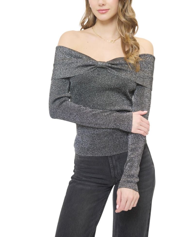Women's Colette Ribbed Lurex Off The Shoulder Sweater