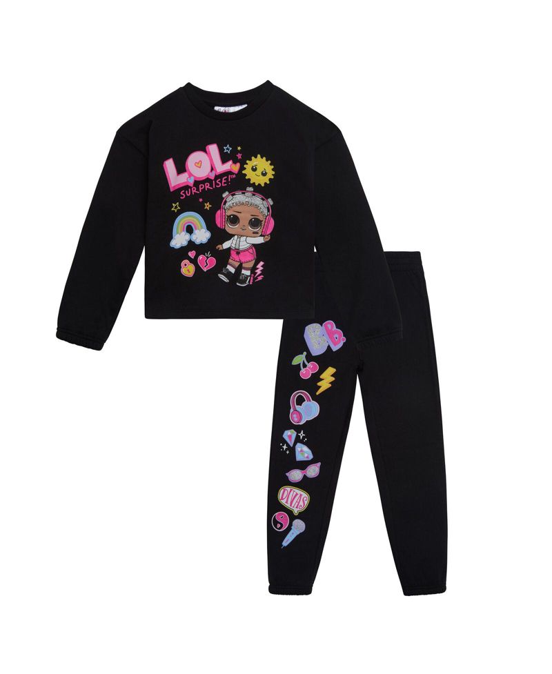 Girls Fleece Sweatshirt and Jogger Pants Outfit Set