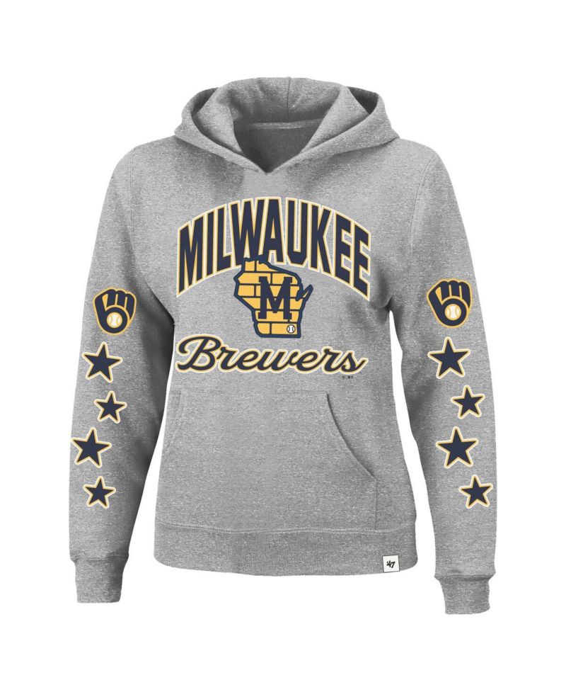 Women's Heather Gray Milwaukee Brewers Plus Size Starry Eye Hoodie