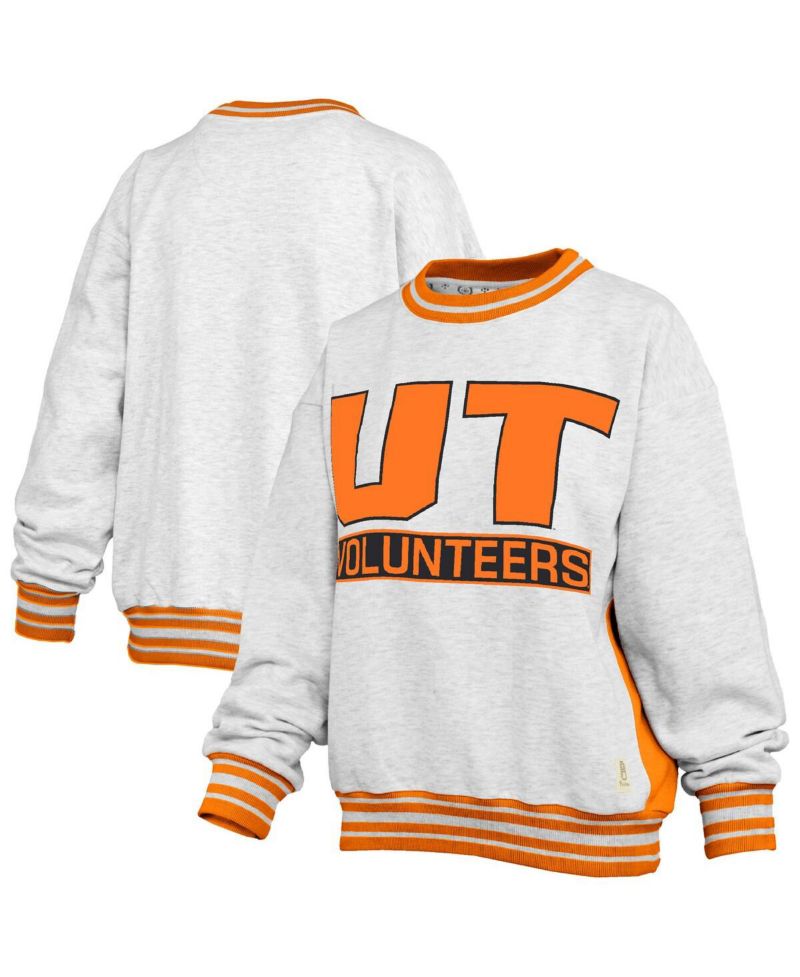 Women's Heather Gray/Tennessee Orange Tennessee Volunteers Endzone Crewneck Sweatshirt