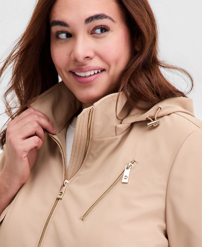 Michael Kors Plus Size Zip-Front Hooded Anorak