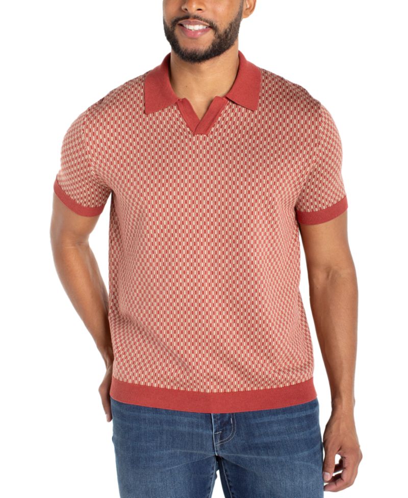 Men's Short-Sleeve Johnny Collar Polo Sweater