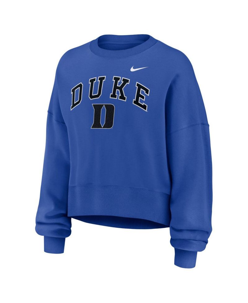 Women's Royal Duke Blue Devils Oversized Phoenix Arch Pullover Sweatshirt