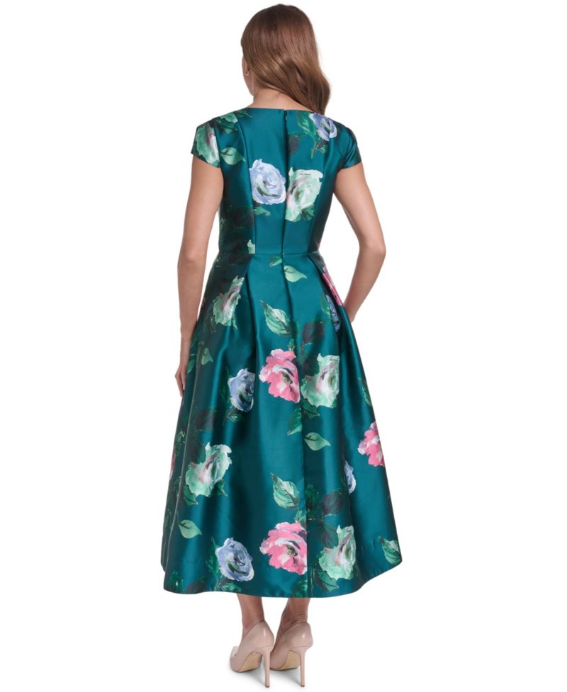 Women's Floral Midi Square Neck Dress