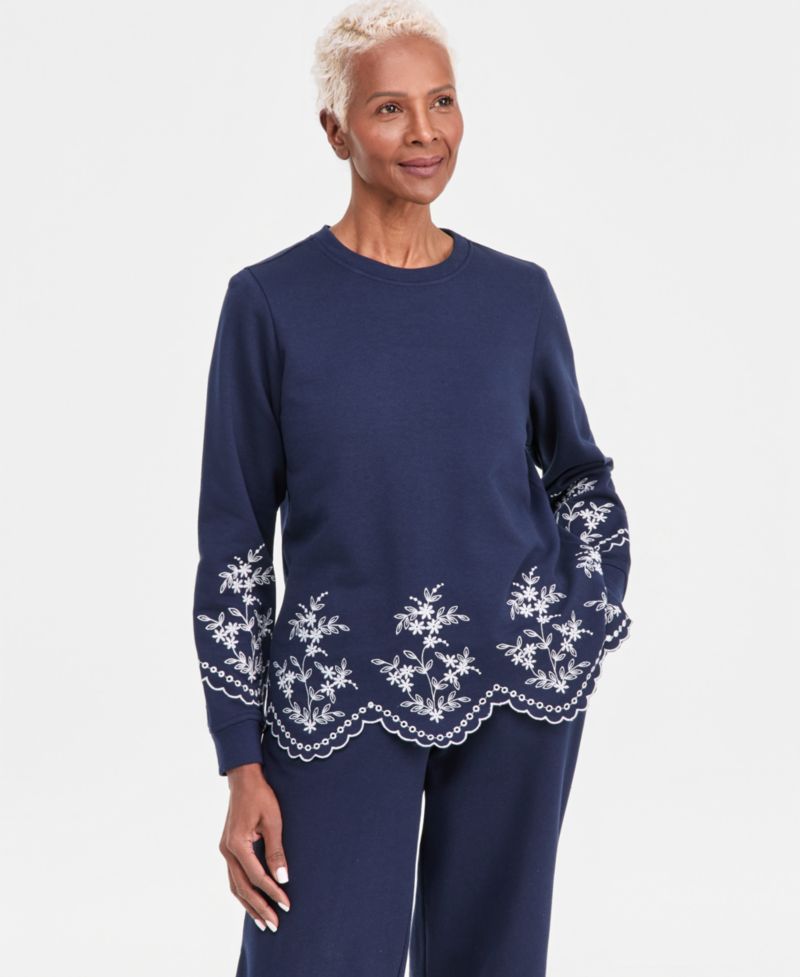 Women's Embroidered Crewneck Sweatshirt