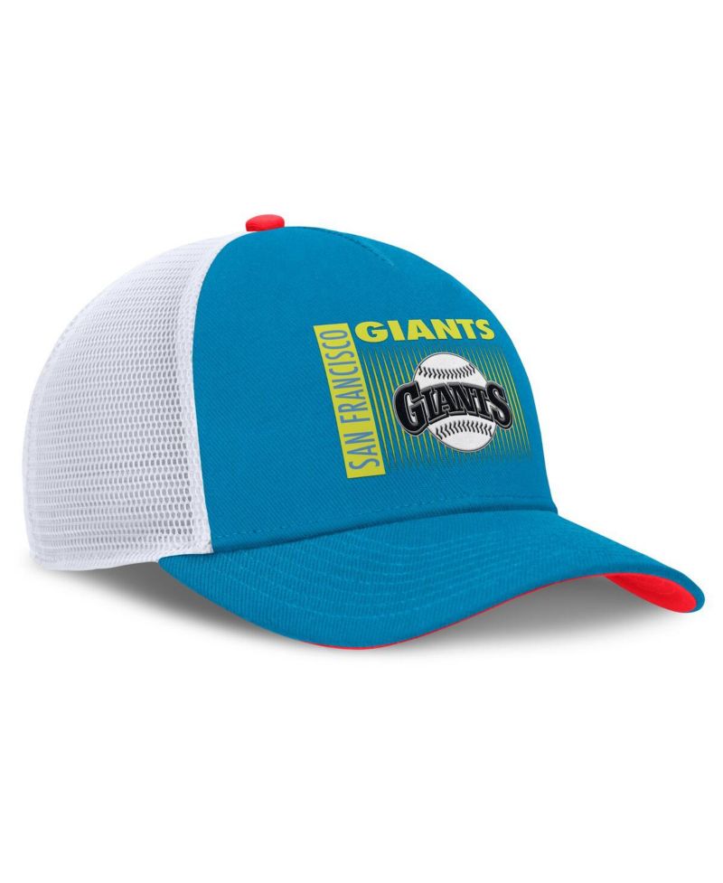 Men's Blue San Francisco Giants Neon 90s Rise Structured Performance Adjustable Trucker Hat