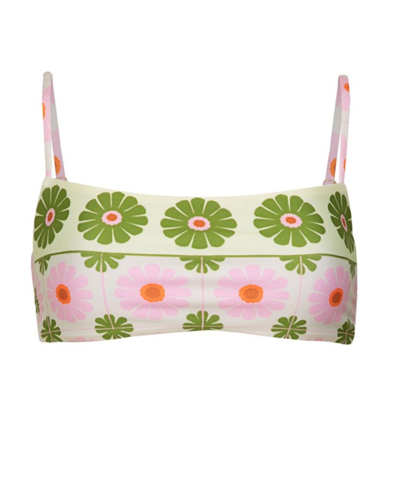 Women's Pastel Flourish Scape Athletic Reversible Bikini Top