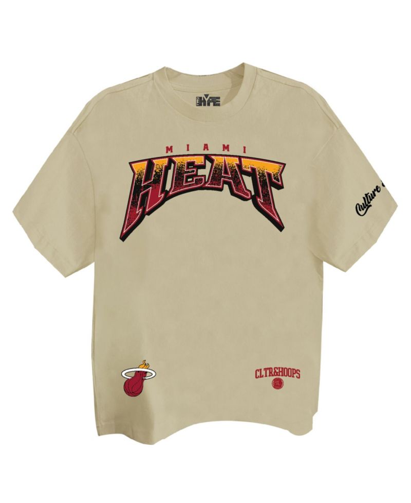 Men's and Women's Cream Miami Heat Drip Dime Elevated Drop Shoulder T-Shirt