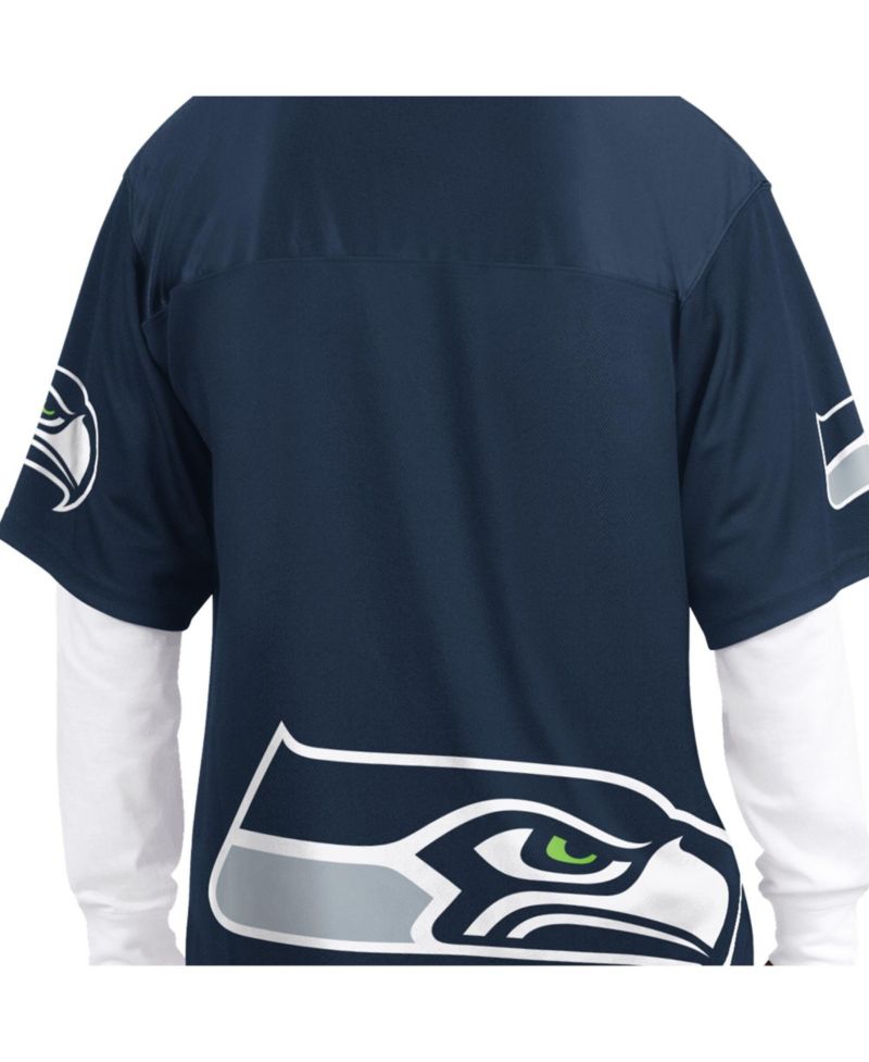 Men's College Navy/White Seattle Seahawks Short Sleeve Long Sleeve Combo Pack T-Shirt