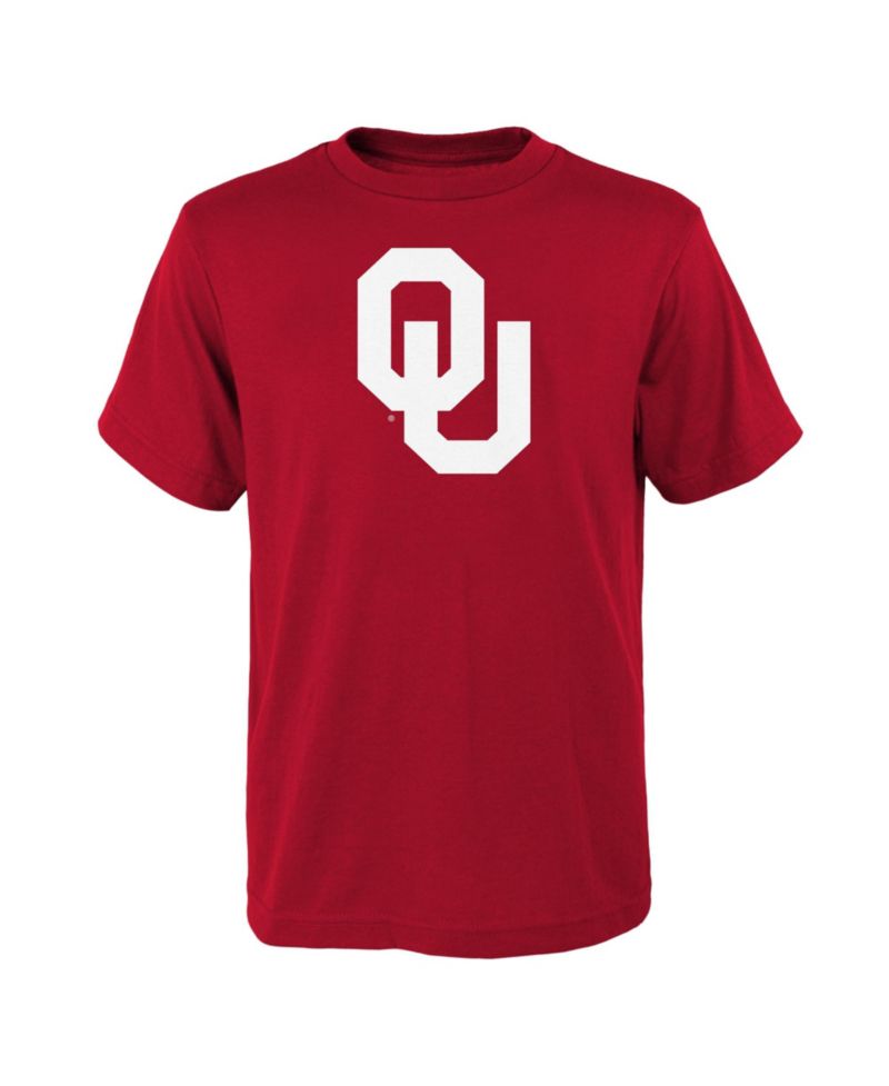 Big Boys and Girls Crimson Oklahoma Sooners Primary Logo T-Shirt